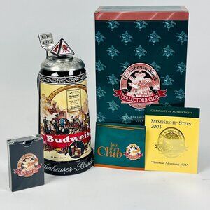 Budweiser Historical Advertising Stein 2003 Membership Collectible Man Cave